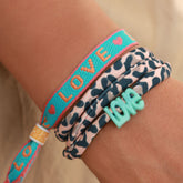 Bracelet tissé amour vert orange
